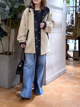 「RIVE DROITE（リヴドロワ）の【収納力抜群】2wayハンドルバッグ（ハンドバッグ）」を使った、TOMOさん（レディース・152cm）の秋コーディネート