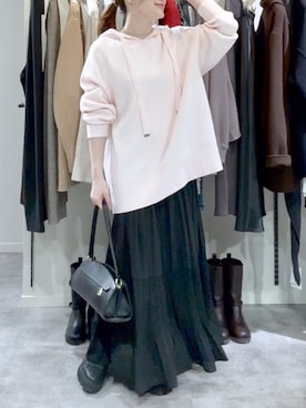 「アイテム（ブラック系）」を使った、TOMOさん（レディース・152cm）の冬コーディネート