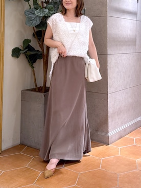 「アイテム（スカート、ブラウン系）」を使った、TOMOさん（レディース・152cm）の夏コーディネート
