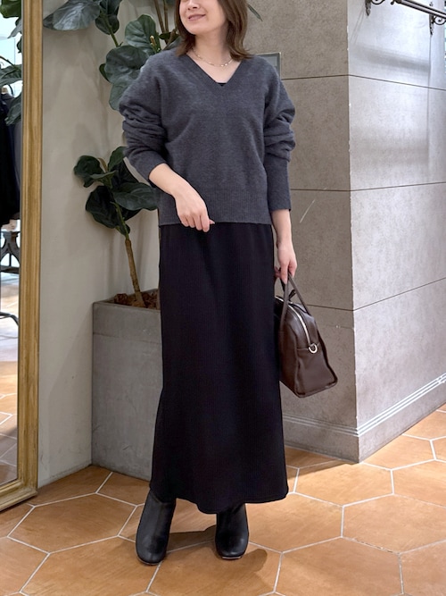 RIVE DROITE 全骨格細見え2WAYロングリブワンピース 黒 RIVE DROITE