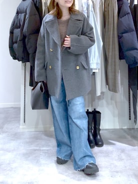 「アイテム（ピーコート）」を使った、TOMOさん（レディース・152cm）の冬コーディネート