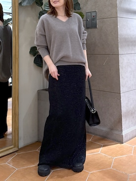 「RIVE DROITE（リヴドロワ）の【収納力抜群】2wayハンドルバッグ（ハンドバッグ）」を使った、TOMOさん（レディース・152cm）の秋コーディネート