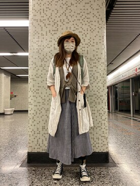 「initial（イニシャル）のアイテム（帽子）」を使った、hazelthebitchさん（レディース・166cm）の春コーディネート