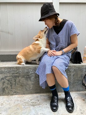 「initial（イニシャル）のアイテム（帽子）」を使った、hazelthebitchさん（レディース・166cm）の秋コーディネート