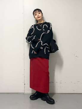「若見え」｜「アイテム（スウェット）」を使った、minoriさん（レディース・156cm）の冬コーディネート