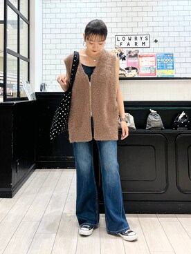 「LOWRYS FARM（ローリーズファーム）のLFガラトートBAG 284403（トートバッグ、その他）」を使った、minoriさん（レディース・156cm）の秋コーディネート
