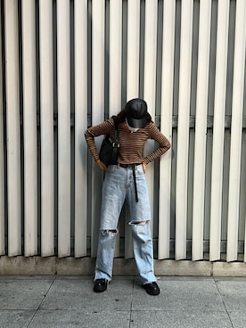 「秋色コーデ」｜「アイテム（帽子）」を使った、TamaKiさん（レディース・165cm）の秋コーディネート