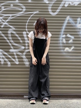「Samansa Mos2 blue（サマンサモスモスブルー）のアイテム（サロペット/オーバーオール）」を使った、yuinaさん（レディース・150cm）の夏コーディネート
