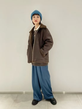 「アイテム（その他アウター、ブラウン系）」を使った、先原（sakihara）さん（レディース・155cm）の秋コーディネート