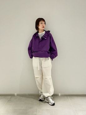 「アイテム（ナイロンジャケット）」を使った、先原（sakihara）さん（レディース・155cm）の春コーディネート