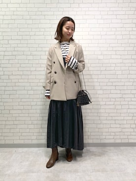 「RODE SKO」｜「アイテム（その他アウター）」を使った、Mizuhoさん（レディース・158cm）の秋コーディネート