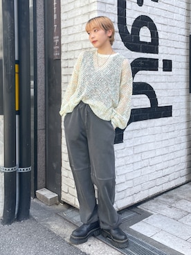 「秋先取りコーデ」｜「アイテム（スウェットパンツ）」を使った、上野　瑞稀さん（レディース・157cm）の秋コーディネート