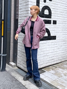 「チェックジャケット」｜「アイテム（その他アウター）」を使った、上野　瑞稀さん（レディース・157cm）の夏コーディネート