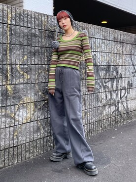 「X-girl（エックスガール）のHEAVYWEIGHT SWEAT PANTS（スウェットパンツ、グレー系）」を使った、上野　瑞稀さん（レディース・157cm）の秋コーディネート