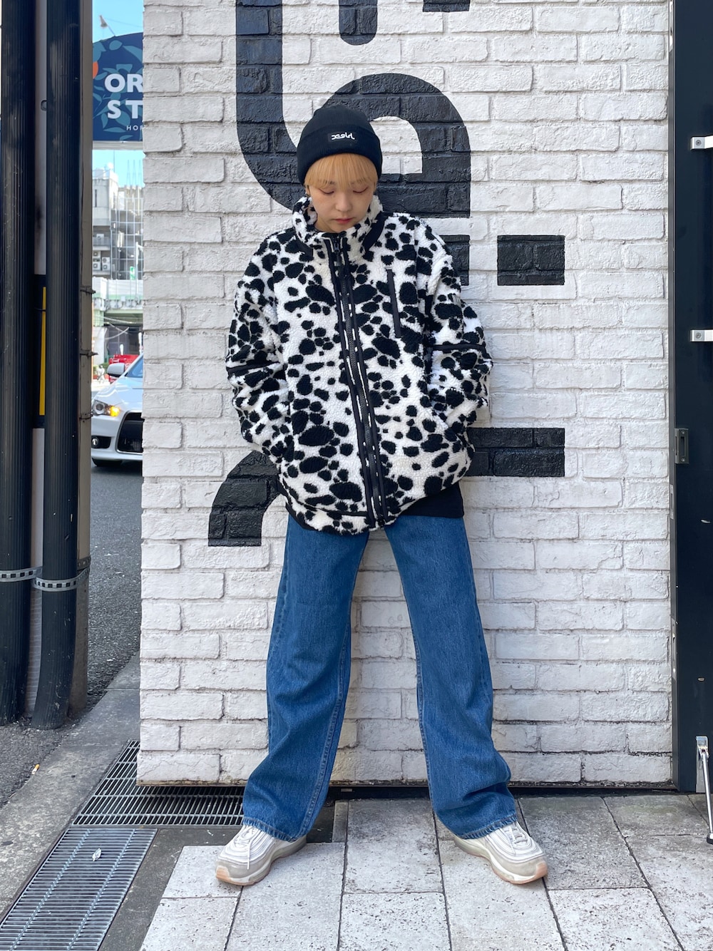 X-girlのニットキャップ/ビーニーを使った「休日スタイル」の
