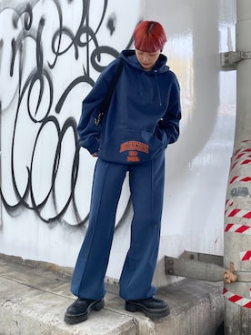 「メンズライクコーデ」｜「アイテム（スウェットパンツ）」を使った、上野　瑞稀さん（レディース・157cm）の秋コーディネート