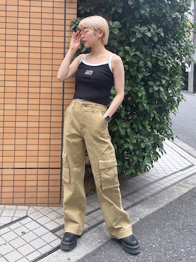 「サングラススタイル」｜「アイテム（キャミソール）」を使った、上野　瑞稀さん（レディース・157cm）の夏コーディネート