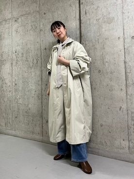 「RODE SKO」｜「アイテム（ステンカラーコート）」を使った、ひーさんさん（レディース・154cm）の冬コーディネート