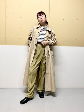 「ラップパンツ」｜「アイテム（ステンカラーコート）」を使った、ひーさんさん（レディース・154cm）の冬コーディネート