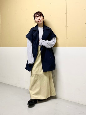 「大人ガーリー」｜「アイテム（ポンチョ）」を使った、ひーさんさん（レディース・154cm）の冬コーディネート