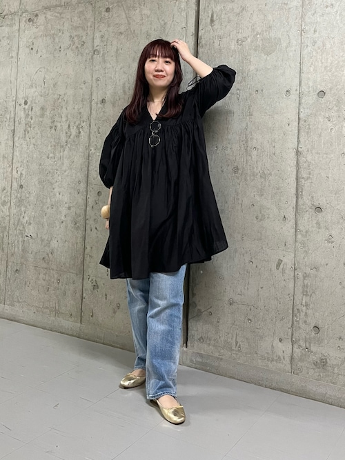 KBFボリュームギャザーミニワンピ オレンジ KBF ボリュームギャザー