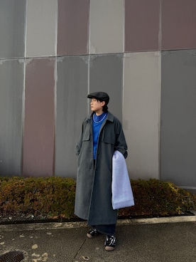 「ロングコートコーデ」｜「アイテム（帽子）」を使った、Hinanoさん（レディース・161cm）の冬コーディネート