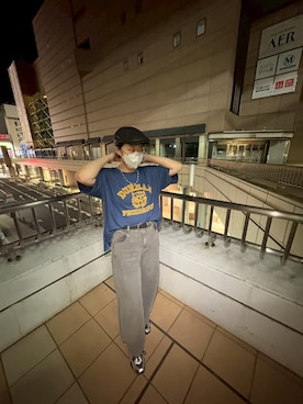 「アイテム（Tシャツ/カットソー）」を使った、Hinanoさん（レディース・161cm）の秋コーディネート