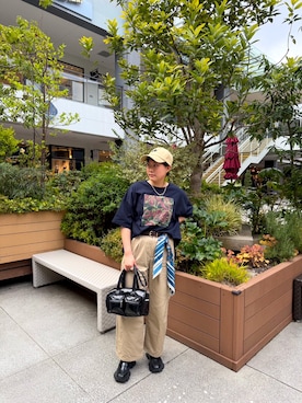 「AS KNOW AS plus（アズノゥアズプラス）のアイテム（トップス）」を使った、Hinanoさん（レディース・161cm）の春コーディネート