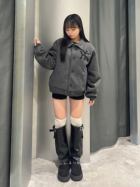 「アイテム（スタジャン）」を使った、misakiさん（レディース・145cm）の秋コーディネート