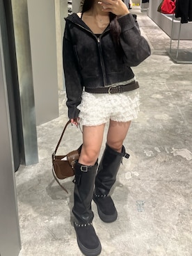 「アイテム（ベルト）」を使った、misakiさん（レディース・145cm）の秋コーディネート