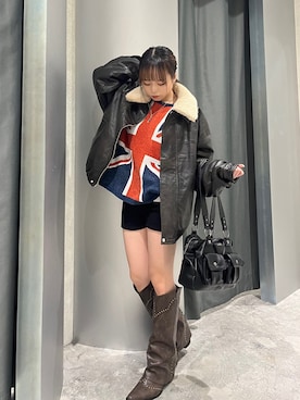 「アイテム（ブルゾン）」を使った、misakiさん（レディース・145cm）の秋コーディネート