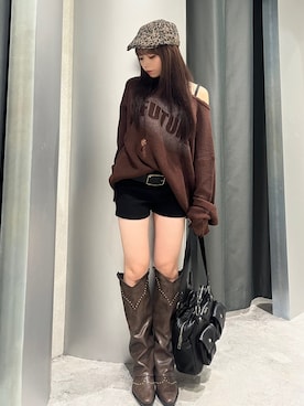 「アイテム（ハンチング/ベレー帽）」を使った、misakiさん（レディース・145cm）の秋コーディネート