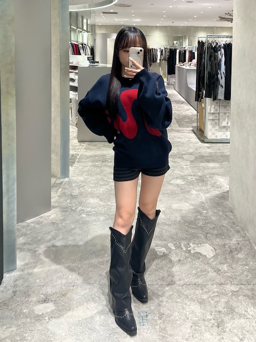 最終値下げ中　新品　スタッズ付きブラックロングレインブーツ ing（イング） 長靴 レインブーツ 「レイン対応」内ファスナー付き