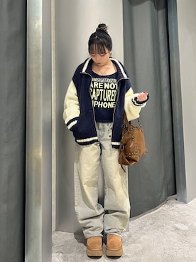 「スタジャン」｜misakiさん（レディース・145cm）の冬コーディネート