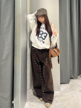 「アイテム（ハンチング/ベレー帽）」を使った、misakiさん（レディース・145cm）の秋コーディネート