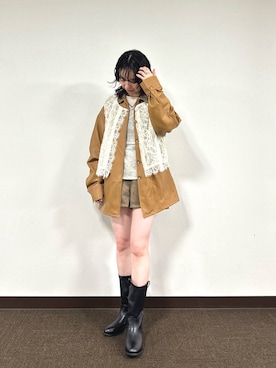 「ブラウンコーデ」｜「アイテム（その他アウター）」を使った、タハラノドカさん（レディース・156cm）の秋コーディネート