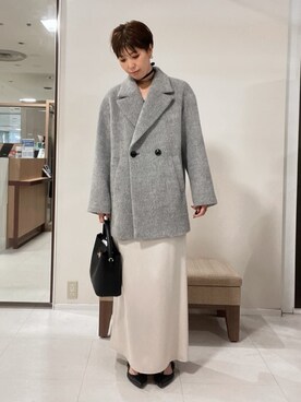「アイテム（ピーコート、グレー系）」を使った、IWAMOさん（レディース・168cm）の秋コーディネート