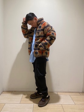 「PG（ピージー）のアイテム（サンダル）」を使った、funatoさん（メンズ・166cm）の冬コーディネート