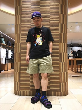 「MANASTASH（マナスタッシュ）のアイテム（シューズ）」を使った、funatoさん（メンズ・166cm）の夏コーディネート