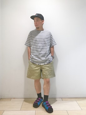 「MANASTASH（マナスタッシュ）のアイテム（シューズ）」を使った、funatoさん（メンズ・166cm）の夏コーディネート