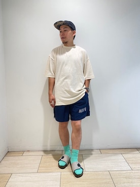「MANASTASH（マナスタッシュ）のアイテム（キャップ）」を使った、funatoさん（メンズ・166cm）の夏コーディネート