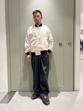 「アイテム（スカジャン）」を使った、funatoさん（メンズ・166cm）の秋コーディネート