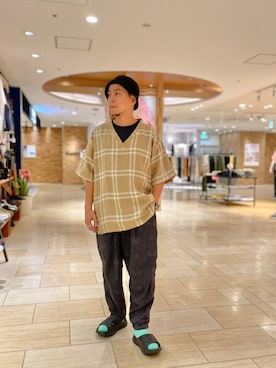 「HOKA（ホカ）のHOKA ONE ONE/ホカ オネオネ　ORA RECOVERY SLIDE（サンダル）」を使った、funatoさん（メンズ・166cm）の夏コーディネート