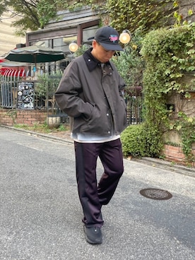 「コラボ」｜「アイテム（ブルゾン）」を使った、funatoさん（メンズ・166cm）の秋コーディネート