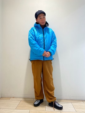 「MANASTASH（マナスタッシュ）のアイテム（ダウンジャケット/コート）」を使った、funatoさん（メンズ・166cm）の冬コーディネート