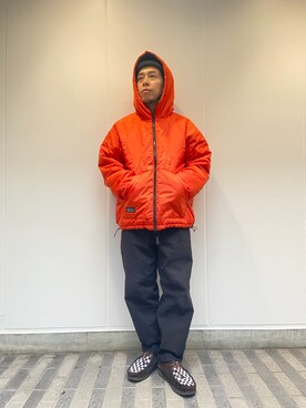 「MANASTASH（マナスタッシュ）のアイテム（ダウンジャケット/コート）」を使った、funatoさん（メンズ・166cm）の冬コーディネート