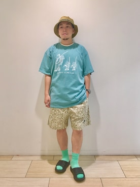 「HOKA（ホカ）のHOKA ONE ONE/ホカ オネオネ　ORA RECOVERY SLIDE（サンダル）」を使った、funatoさん（メンズ・166cm）の夏コーディネート