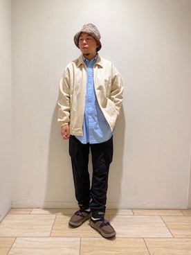 「PG（ピージー）のアイテム（サンダル）」を使った、funatoさん（メンズ・166cm）の冬コーディネート