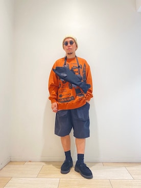 「MANASTASH（マナスタッシュ）のアイテム（スウェット）」を使った、funatoさん（メンズ・166cm）の夏コーディネート