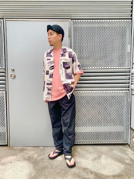 「MANASTASH（マナスタッシュ）のアイテム（キャップ）」を使った、funatoさん（メンズ・166cm）の夏コーディネート